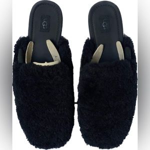 UGG Black Janaya Cozy Mule Slippers Sherpa Shoes Size 7